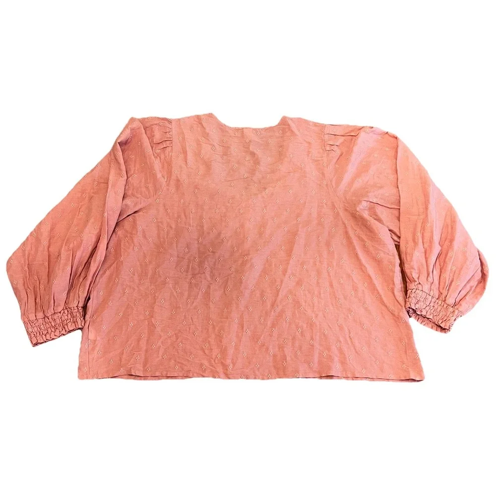 Old Navy Women's 2XL Puffed Long Sleeves NWT Top Blouse‎ Salmon Boho